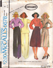 1970's McCall's Yoked Pullover Top, Dress, A line skirt, and Straight line pants pattern - Bust 31.5-38" - No. 5678