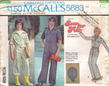 1970's McCall's Child's and Teen's Jumpsuit Pattern and Tennis Racquet cover - Chest 26-36.5" - No. 5683