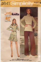 1970's Simplicity Pullover Shirt, A line Skirt and Pants Pattern - Bust 36" - No. 5841