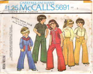 1970's McCall's Child's Western Shirt, and Yoked Pants Pattern - Chest 20-25" - No. 5691