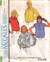 1970's McCall's Unlined Hooded Jacket or Puffer Coat Pattern - Bust 30.5-31.5" - No. 5697