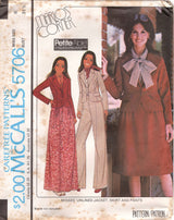 1970's McCall's Unlined Princess Line Jacket, Pleated Skirt, Wide Leg Pants Pattern - Bust 30.5-38" - No. 5706