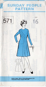 1980's Sunday People Mail Order Accent Front Panel Dress Pattern - Bust 38" - No. 571