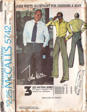 1970's McCall's Men's Set of High Waisted pants - Waist 32-44" - No. 5742