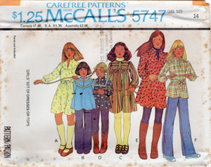 1970's McCall's Child's Yoked Dress or Top Pattern - Chest 27-32" - No. 5747