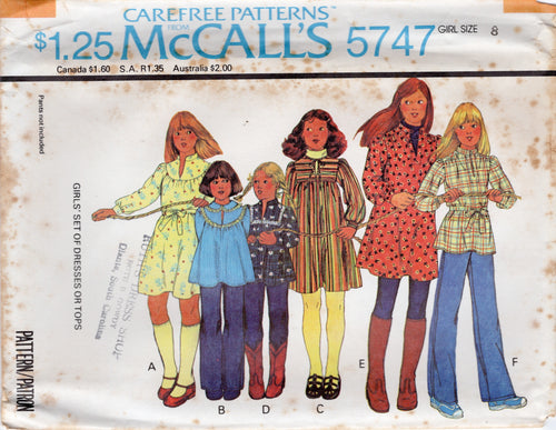 1970's McCall's Child's Yoked Dress or Top Pattern - Chest 27-32
