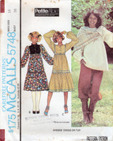 1970's McCall's One Piece Empire Waist Dress or Top Pattern with Tiered Skirt - Bust 30.5-36" - No. 5748