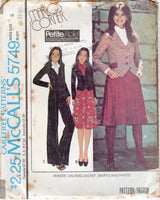 1970's McCall's Marlo's Corner Unlined Jacket, Skirt and Pants - Bust 30.5-32.5" - No. 5749