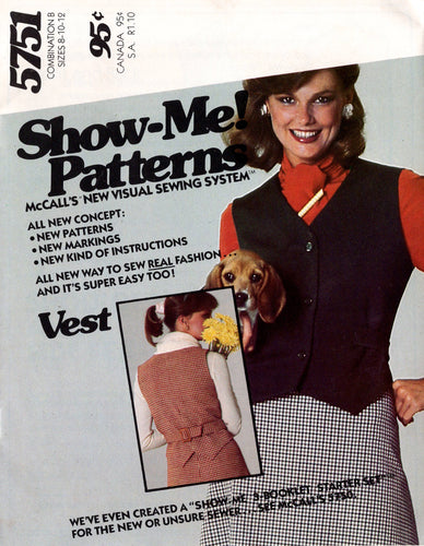 1970's McCall's Vest Pattern - Bust 31.5-34