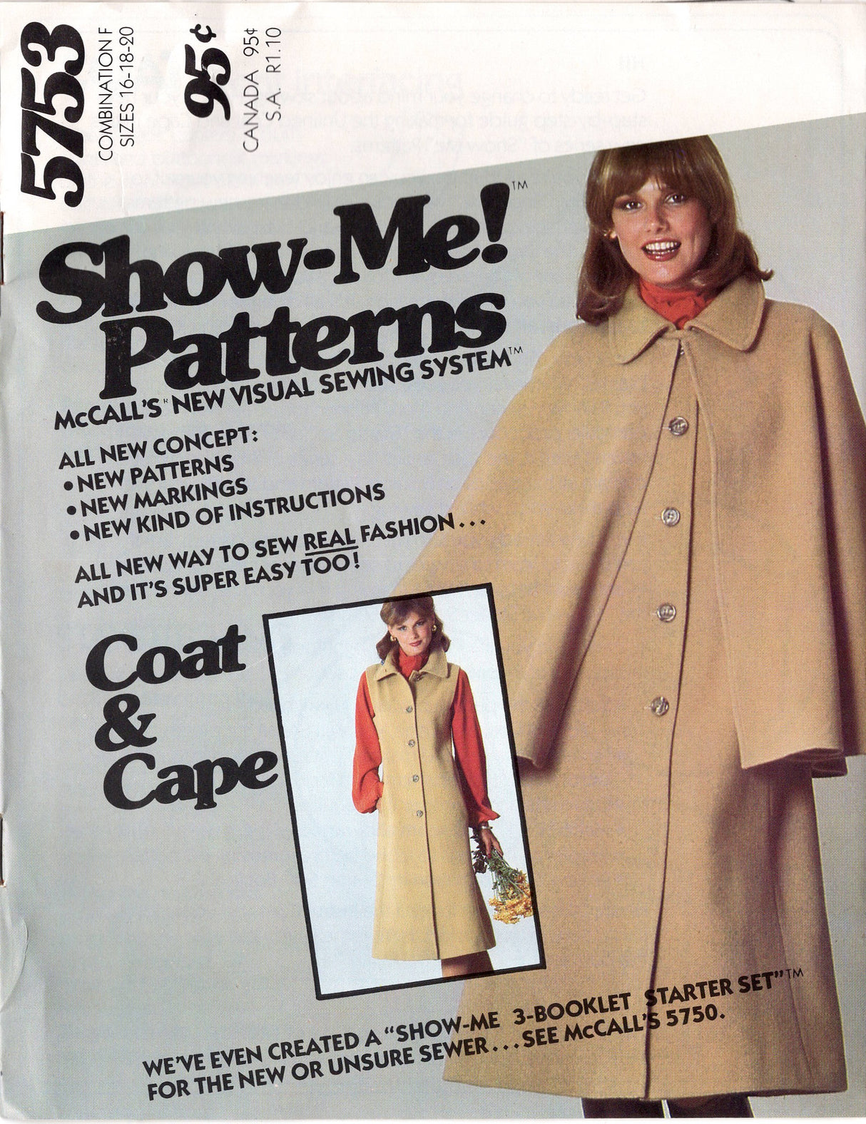 1970's McCall's Sleeveless Coat and Cape Pattern - Bust 32.5-38" - No. 5753