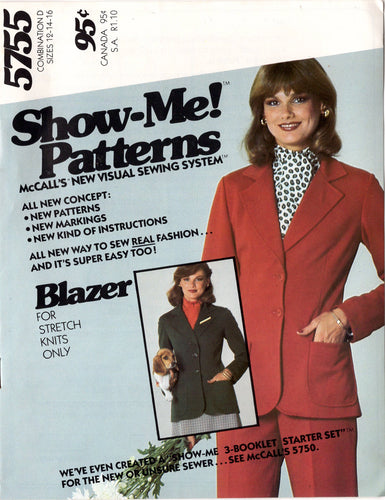 1970's McCall's Blazer Pattern - Bust 31.5-42