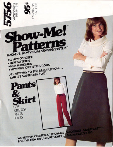 1970's McCall's A Line Skirt and Straight Leg Pants Pattern - Waist 24-30