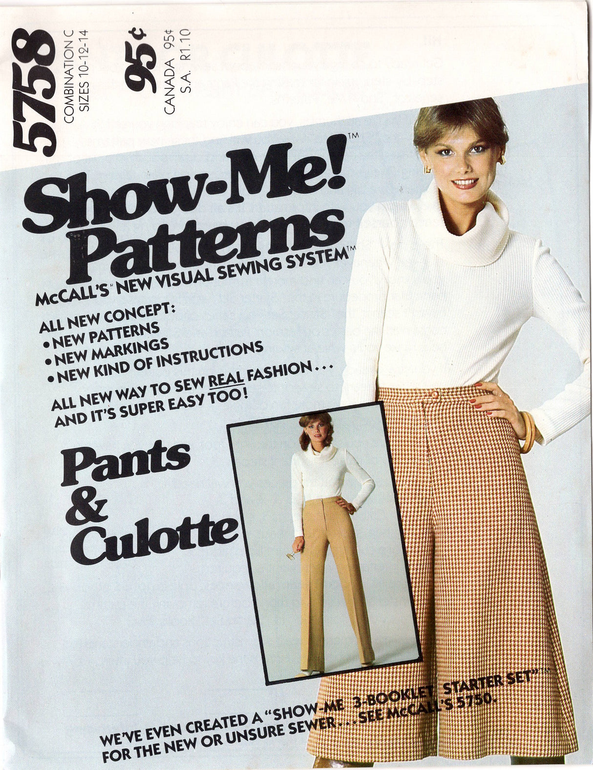 1970's McCall's Culottes and Straight Leg Pants Pattern - Waist 24-34" - No. 5758