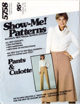 1970's McCall's Culottes and Straight Leg Pants Pattern - Waist 24-34" - No. 5758