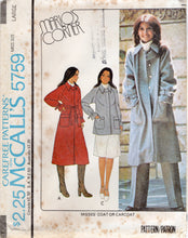 1970's McCall's Marlo's Corner Coat or Carcoat with raglan sleeves pattern - Bust 30.5-46" - No. 5759