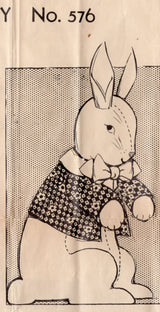 1940's Laura Wheeler Bunny Rabbit Stuffed Animal - One Size - No. 576