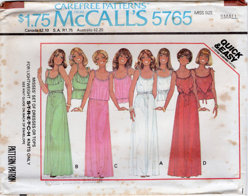 1970's McCall's Set of Dresses or Tops pattern - Bust 32.5-38