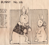 1940's Laura Wheeler Bunny Rabbit Stuffed Animal - One Size - No. 576