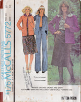 1970's McCall's Unlined Jacket and Straight Line Skirt pattern - Bust 31.5-36" - No. 5772