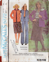 1970's McCall's Unlined Jacket and Straight Line Skirt pattern - Bust 31.5-36" - No. 5772