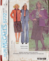 1970's McCall's Unlined Jacket and Straight Line Skirt pattern - Bust 31.5-36" - No. 5772