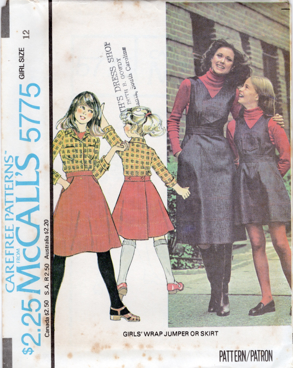 1970's McCall's Child's Wrap Jumper or Skirt Pattern - Size 7-14 - Chest 26-32" - No. 5775