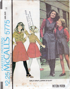 1970's McCall's Child's Wrap Jumper or Skirt Pattern - Size 7-14 - Chest 26-32" - No. 5775