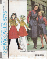 1970's McCall's Child's Wrap Jumper or Skirt Pattern - Size 7-14 - Chest 26-32" - No. 5775