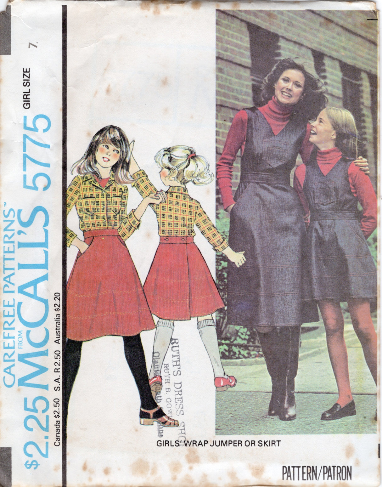 1970's McCall's Child's Wrap Jumper or Skirt Pattern - Size 7-14 - Chest 26-32" - No. 5775