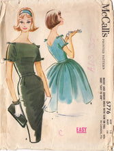 1960's McCall's Sheath or Fit and Flare Dress Pattern with Boat Neckline and Tie Shoulders - Bust 38" - No. 5776