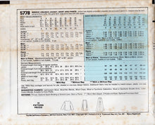 1970's McCall's Unlined Jacket and Straight Line Skirt and Pants pattern - Bust 30.5-36" - No. 5778
