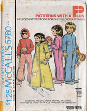 1970's McCall's Toddler and Children's Drop Seat Pajamas Robe Jacket - Chest 20-25" - Size 1-6 - No. 5780