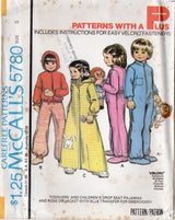 1970's McCall's Toddler and Children's Drop Seat Pajamas Robe Jacket - Chest 20-25" - Size 1-6 - No. 5780