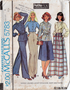 1970's McCall's Unlined Jacket or Blouse, Skirt and Pants pattern - Bust 30.5 - 34" - No. 5783