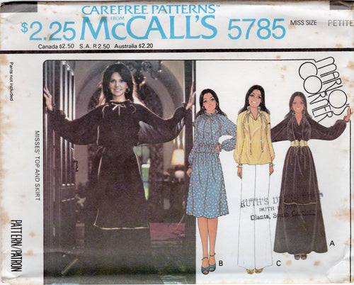 1970's McCall's Misses' Top and Skirt - Bust 30.5-38