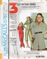 1970's McCall's Child's Shirt, Culottes and Pants Pattern - Chest 26-32" - No. 5787