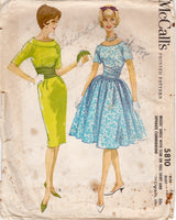 1960's McCall's Fit and Flare or Sheath Dress pattern with Shirred Cummerbund - Bust 36" - No. 5810