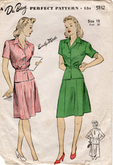 1940's DuBarry Two Piece Peplum Dress Pattern - Bust 36" - No. 5842