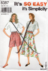 1990's Simplicity Tee Shirt and Split Skirt in Two Lengths pattern - Bust 31.5-40" - No. 8387