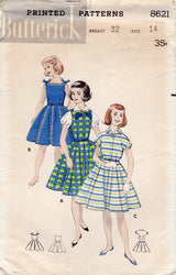 1950's Butterick Child's Shirtwaist Dress with Gored Skirt and Blouse Pattern - Chest 32" - No. 8621