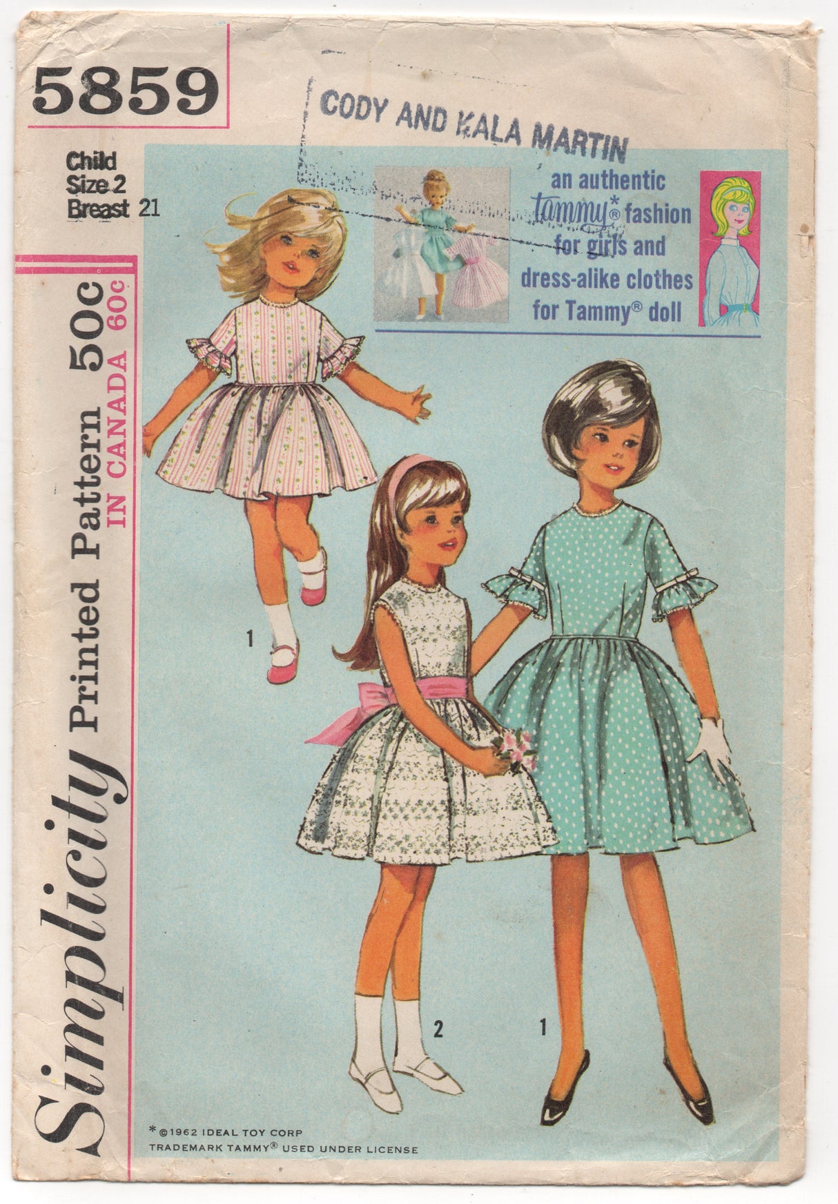 1960's Simplicity Child’s Dress Pattern – Chest 21” - No. 5859