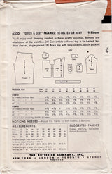 1950's Butterick Quick and Easy Pajamas Pattern - Bust 38" - No. 6330