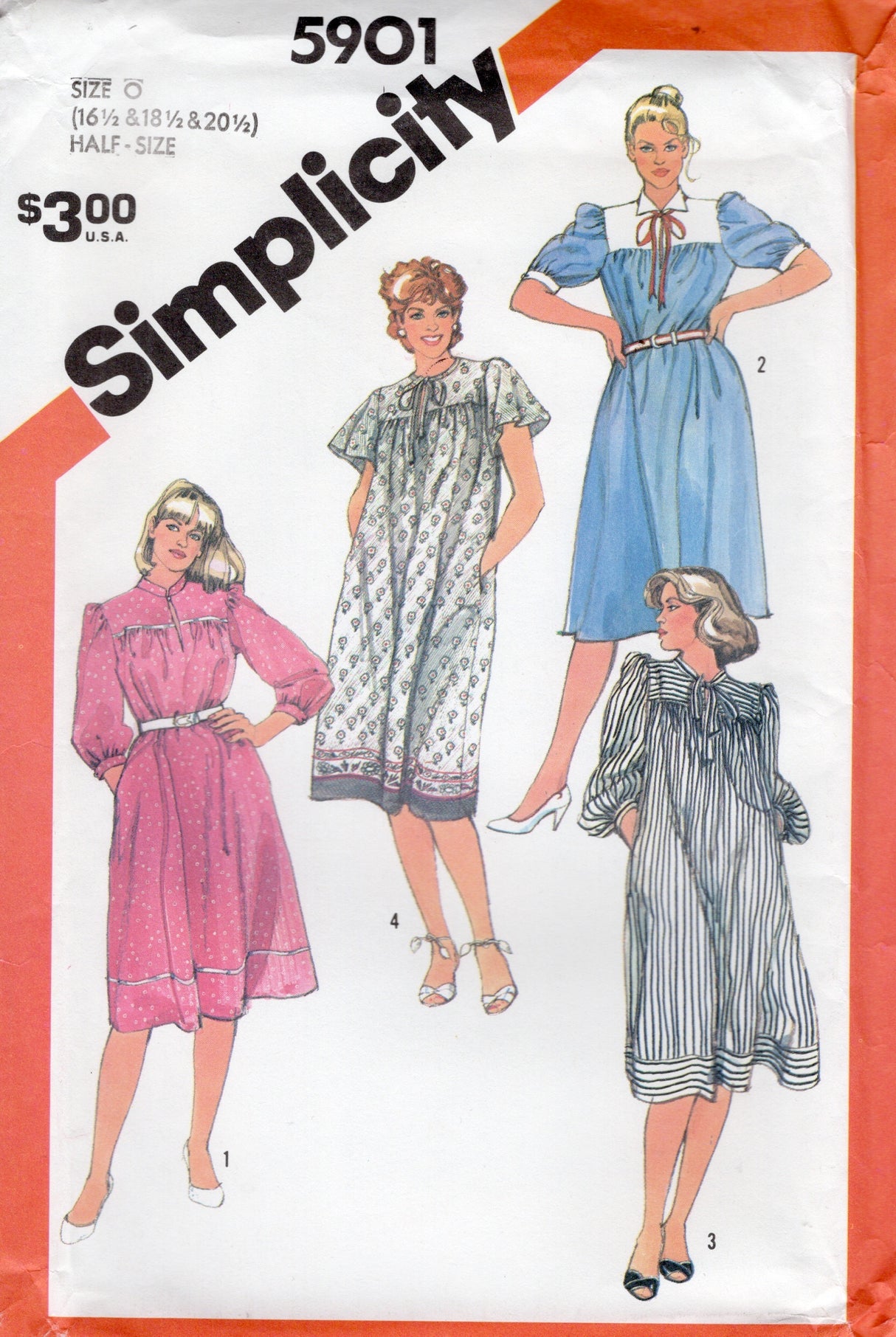 1980's Simplicity Pullover Dress Pattern - Bust 39-43" - No. 5901