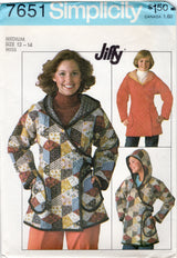 1970's Simplicity Unlined Quilted Jacket Pattern - Bust 34-36"  - No. 7651