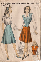 1940's DuBarry Blouse, Skirt and Vest Pattern - Bust 34" - No. 5905