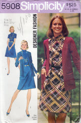 1970's Simplicity Unlined Cardigan and Dress Pattern - Bust 32.5" - No. 5908