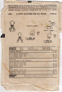 1960's Advance Full "His" and "Hers" Apron, Oven Mitt and Chef Hat pattern - One Size - No. 5941