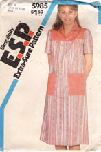 1980's Simplicity ESP House Dress Pattern with Yoke and Patch Pockets - Bust 42-44-46" - No. 9585