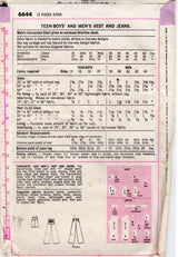 1970's Simplicity Men's Jeans Pattern - Waist 30" - No. 6644