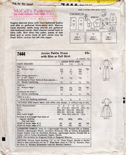 1960's McCall's  Junior Petite Dress with Slim or Full Skirt - Bust 33-33.5" - No. 7444
